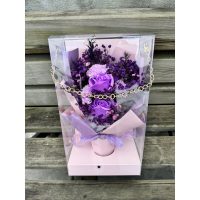 KUTULU İTHAL SÜSLÜ BUKET MOR